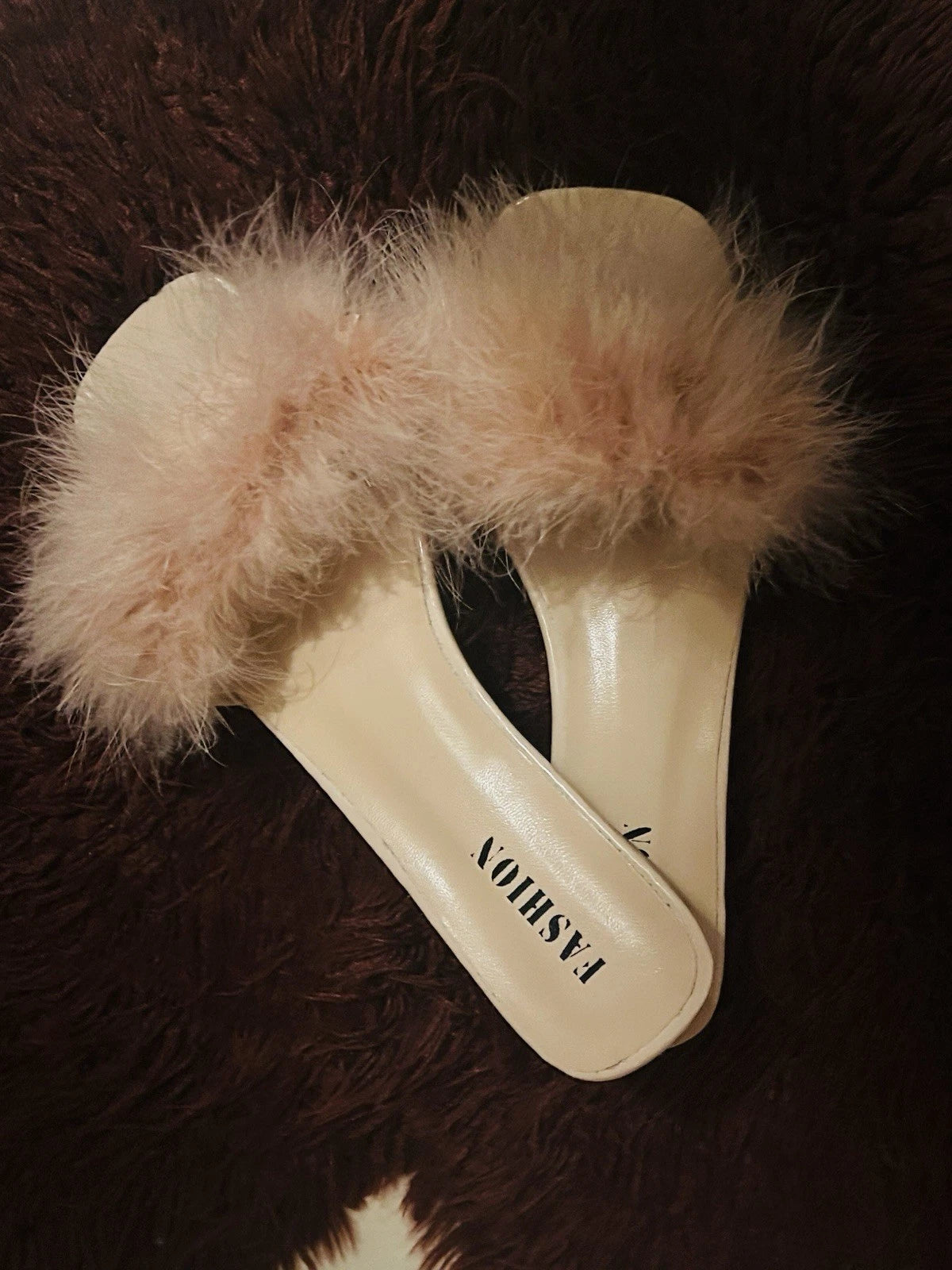 Women’s Flirty Pink Maribou Slides