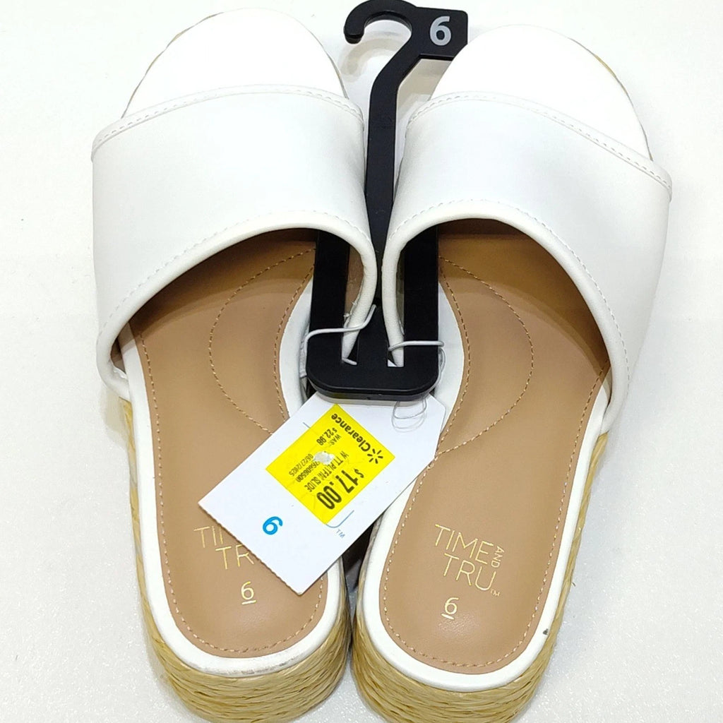 Time And Tru Raffia Platform Slide Sandals Memory Foam Fits True To Size 6 NWT