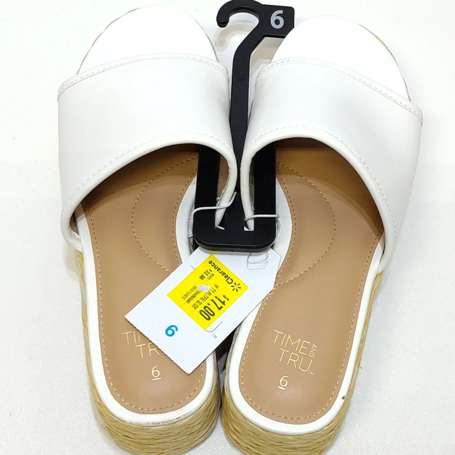 Time And Tru Raffia Platform Slide Sandals Memory Foam Fits True To Size 6 NWT