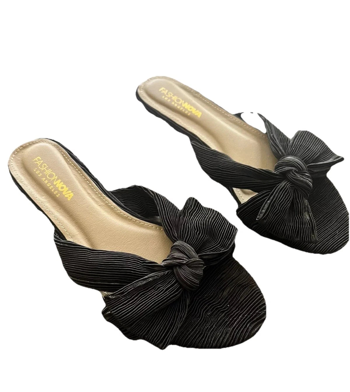 FASHION NOVA Women’s Sandals 9 Black Bow Flats