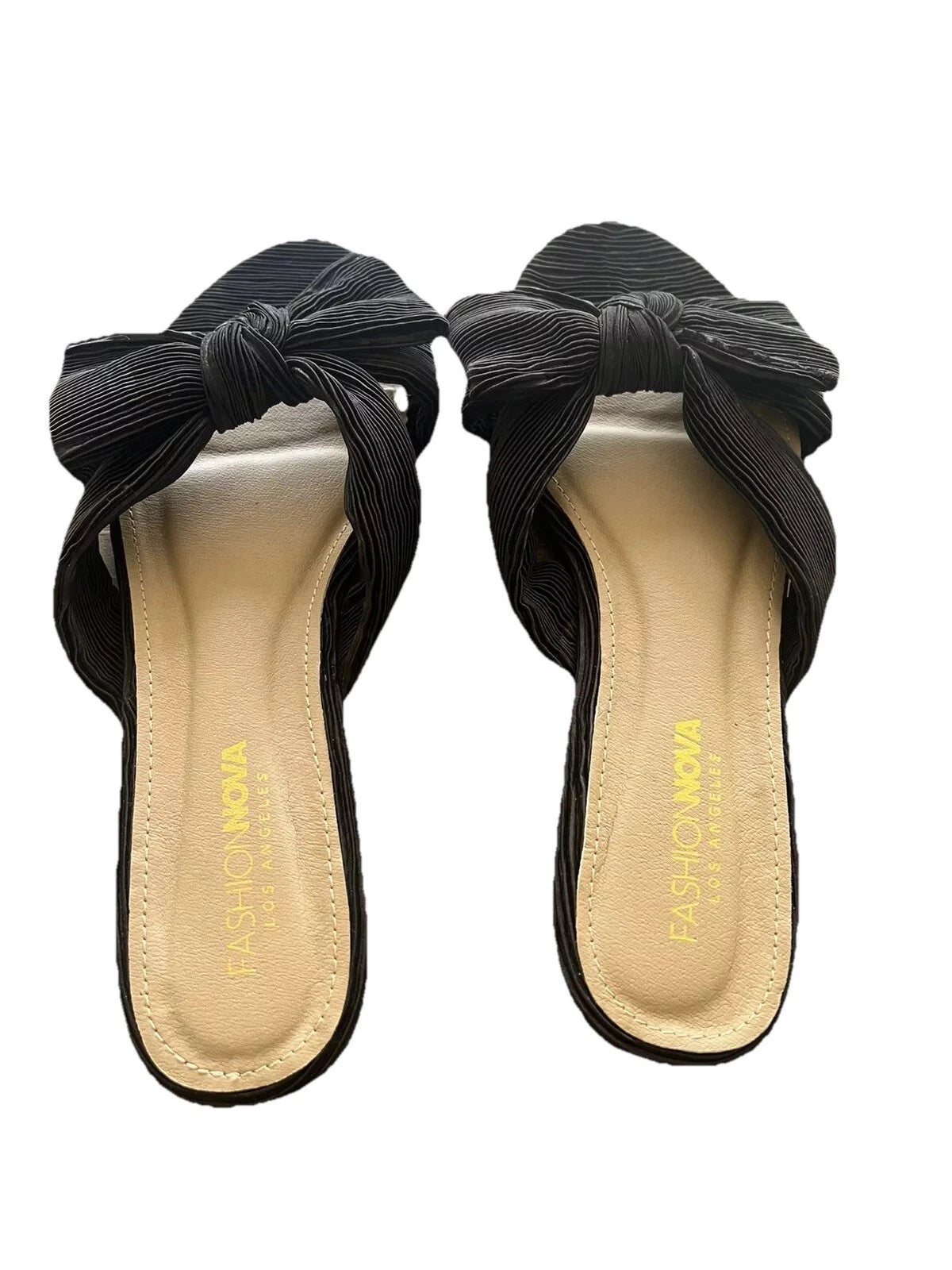 FASHION NOVA Women’s Sandals 9 Black Bow Flats