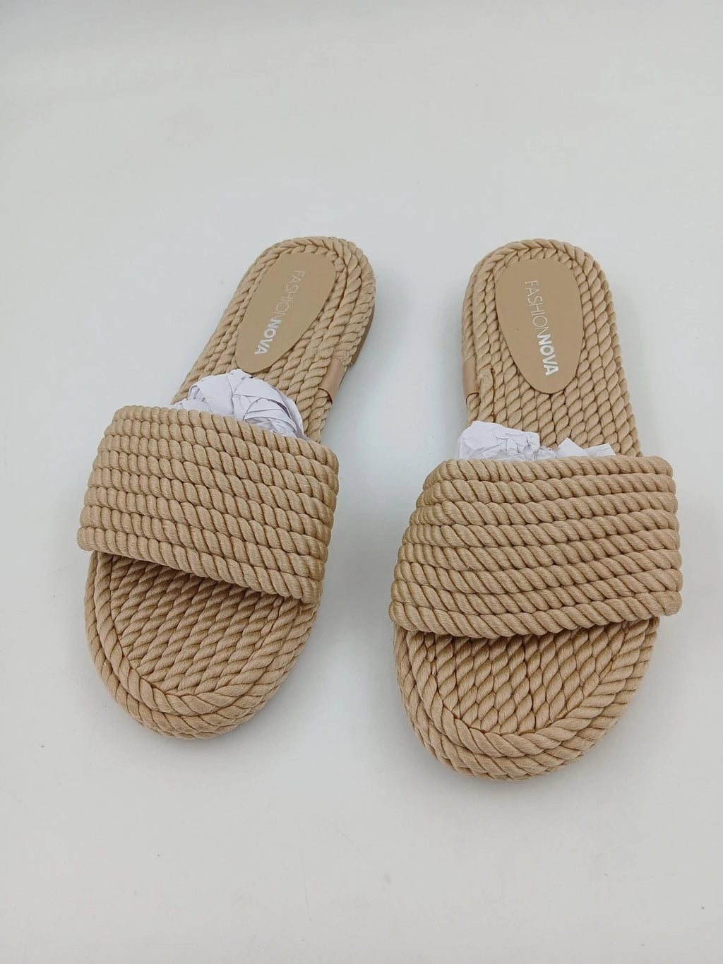 Fashion Nova Tropical Vacay Flat Sandals Womens Size 8.5 Rope Slide Shoes NWT