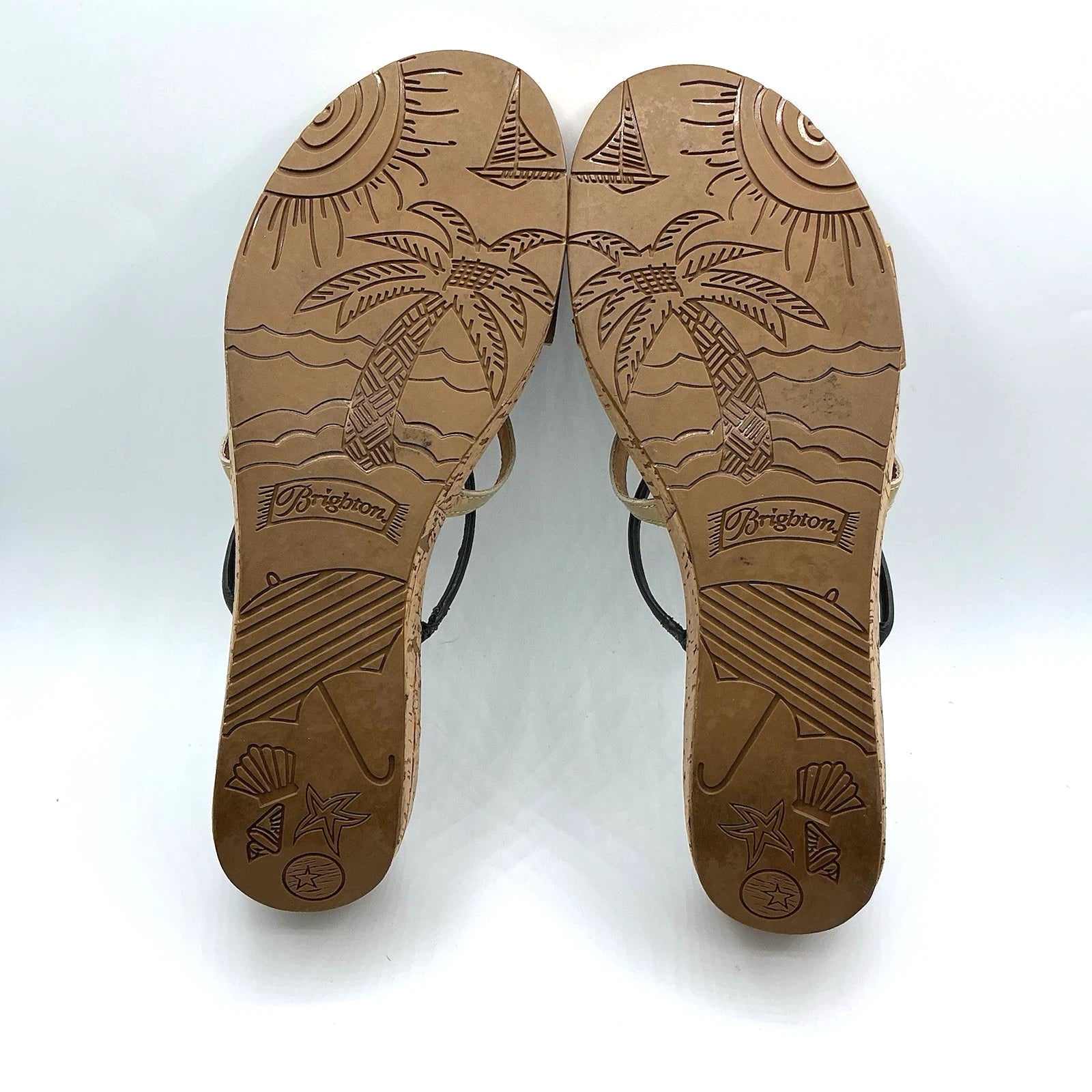 Brighton HARPER Sz 10 Slip On Slides Cork Wedge Sandal Brown Chic Fashion Glam