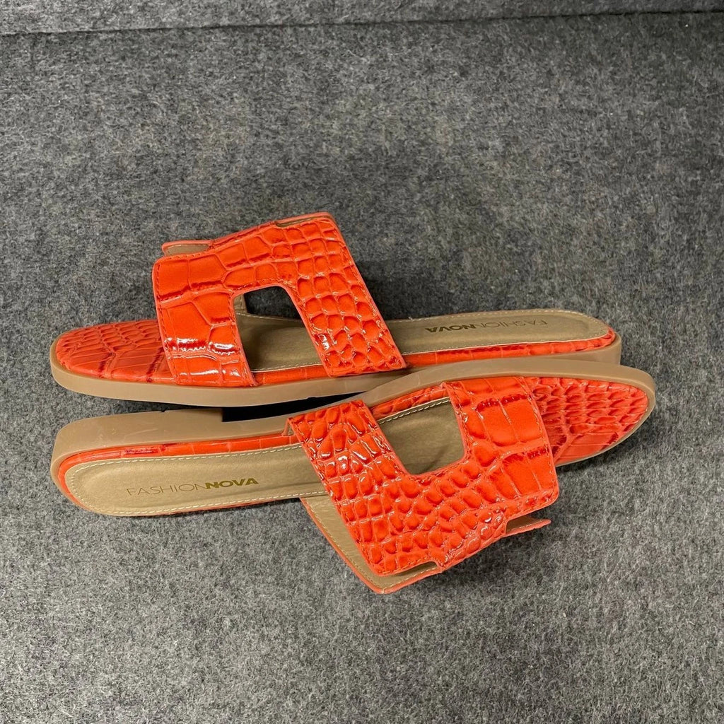 FASHION NOVA Don't Sugarcoat It Slides Women's Size 9 Orange