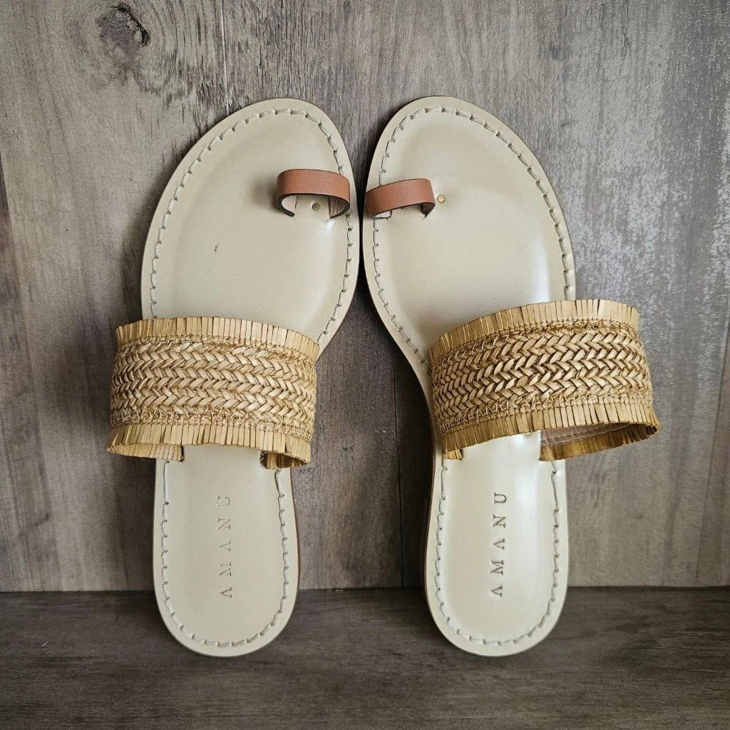 Amanu Style 6 The Shela Woven Slide Sandal Ochre Tan Womens 35 US 5