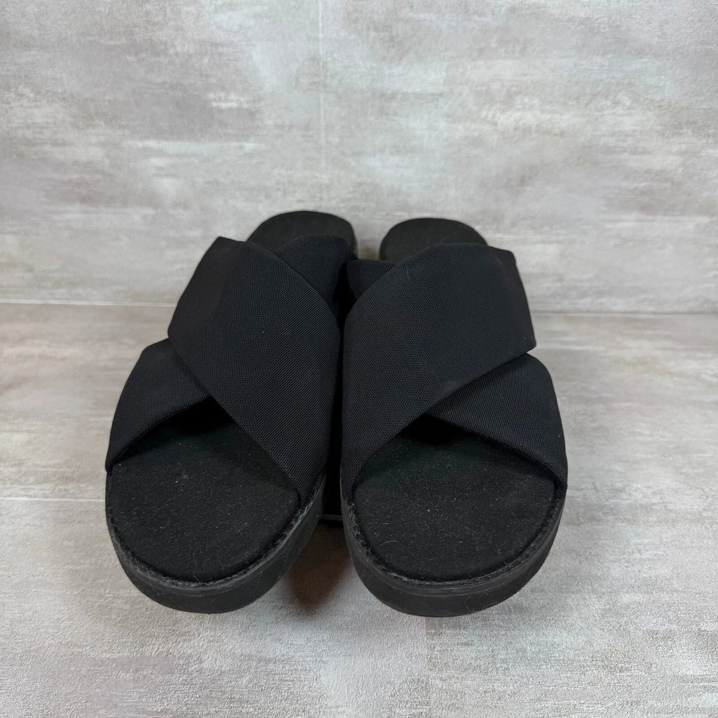Munro Black Comfort Slide Sandals DEKKIE Criss Cross Cushioned Everyday Size 12
