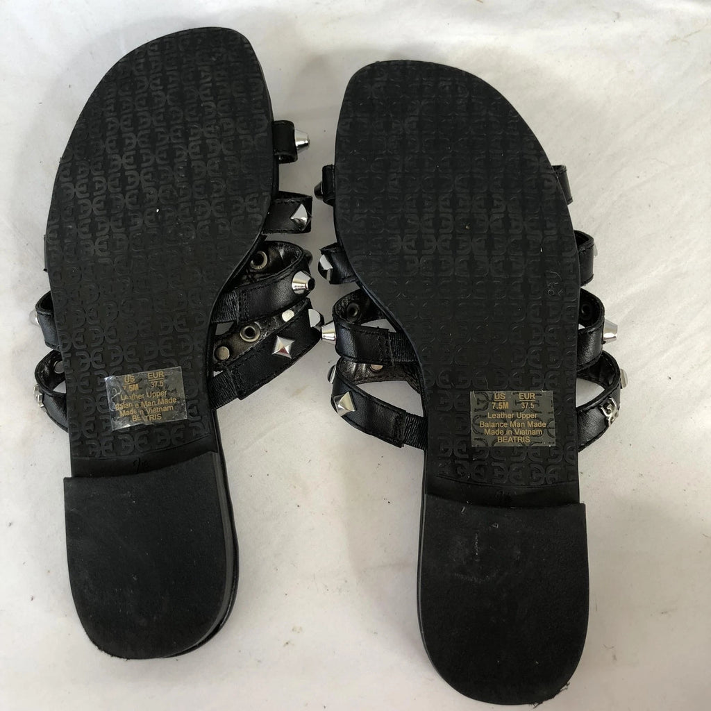 Sam Edelman Shoes Womens Size 7.5 Black Studded Leather Slides Sandals BEATRIS