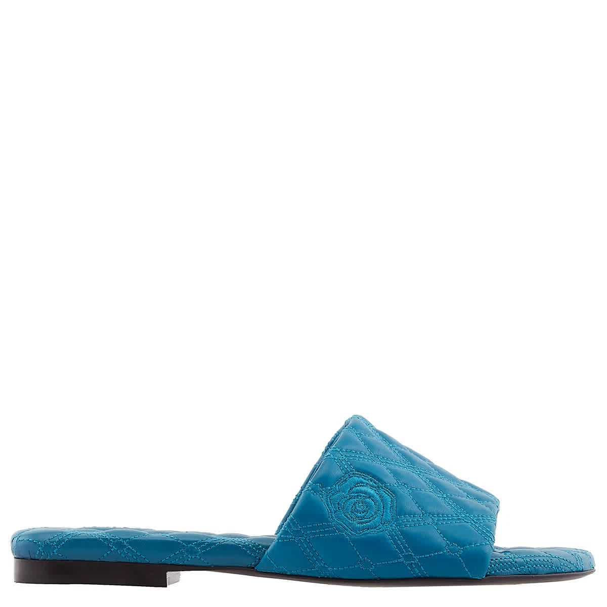 Burberry Leather Quilt Slides In Kingfisher