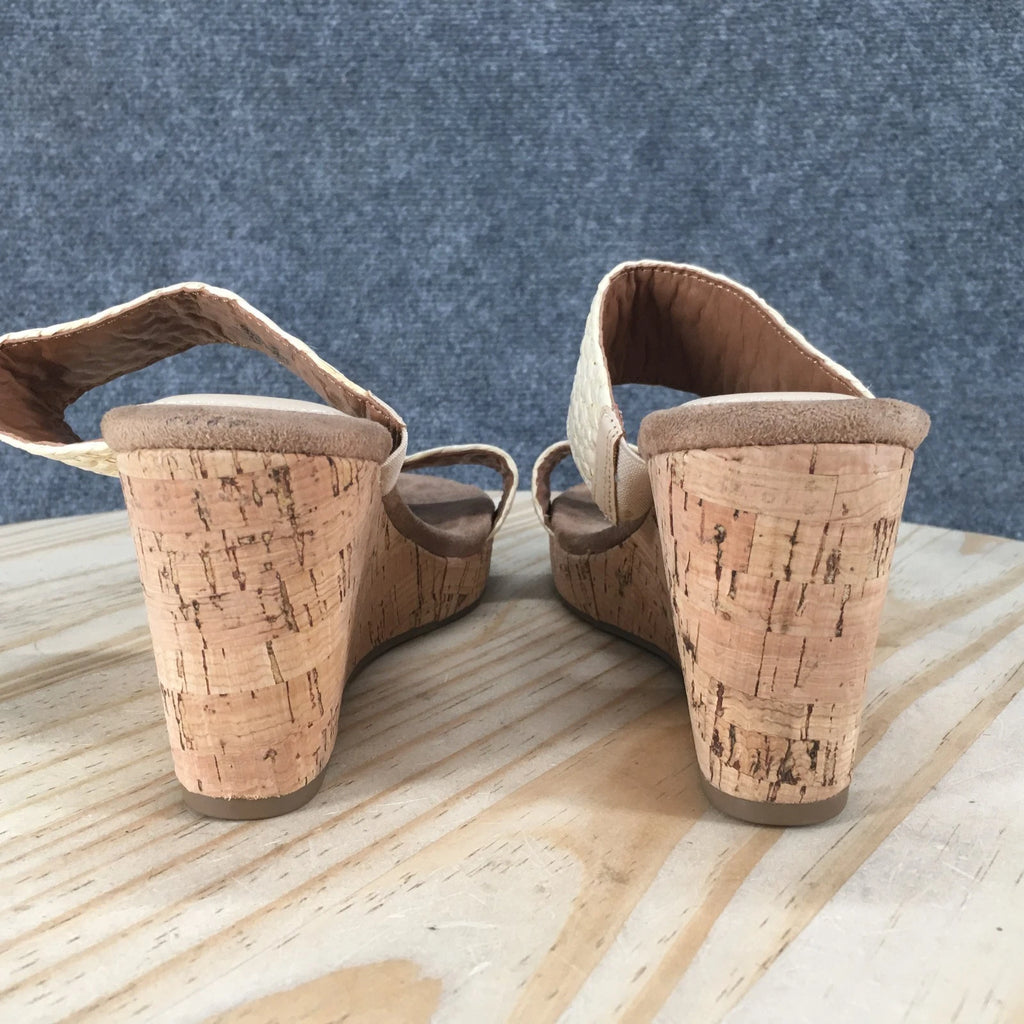 NEW Style & Co Sandals Womens 7.5 M Daliaa Cork Wedge Casual Slip On Slide Beige