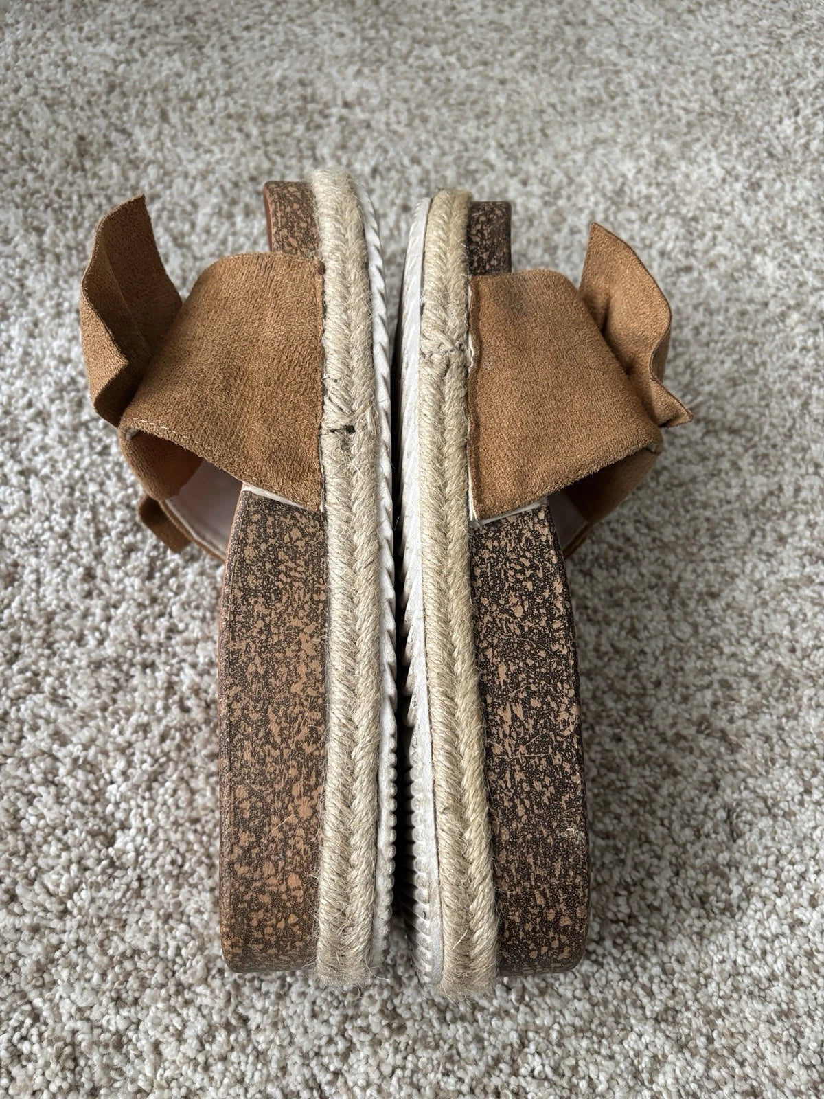 Chic-Casual: Tan Bow-Knot Slide Sandals for Effortless Style Size 9US/ 40EU