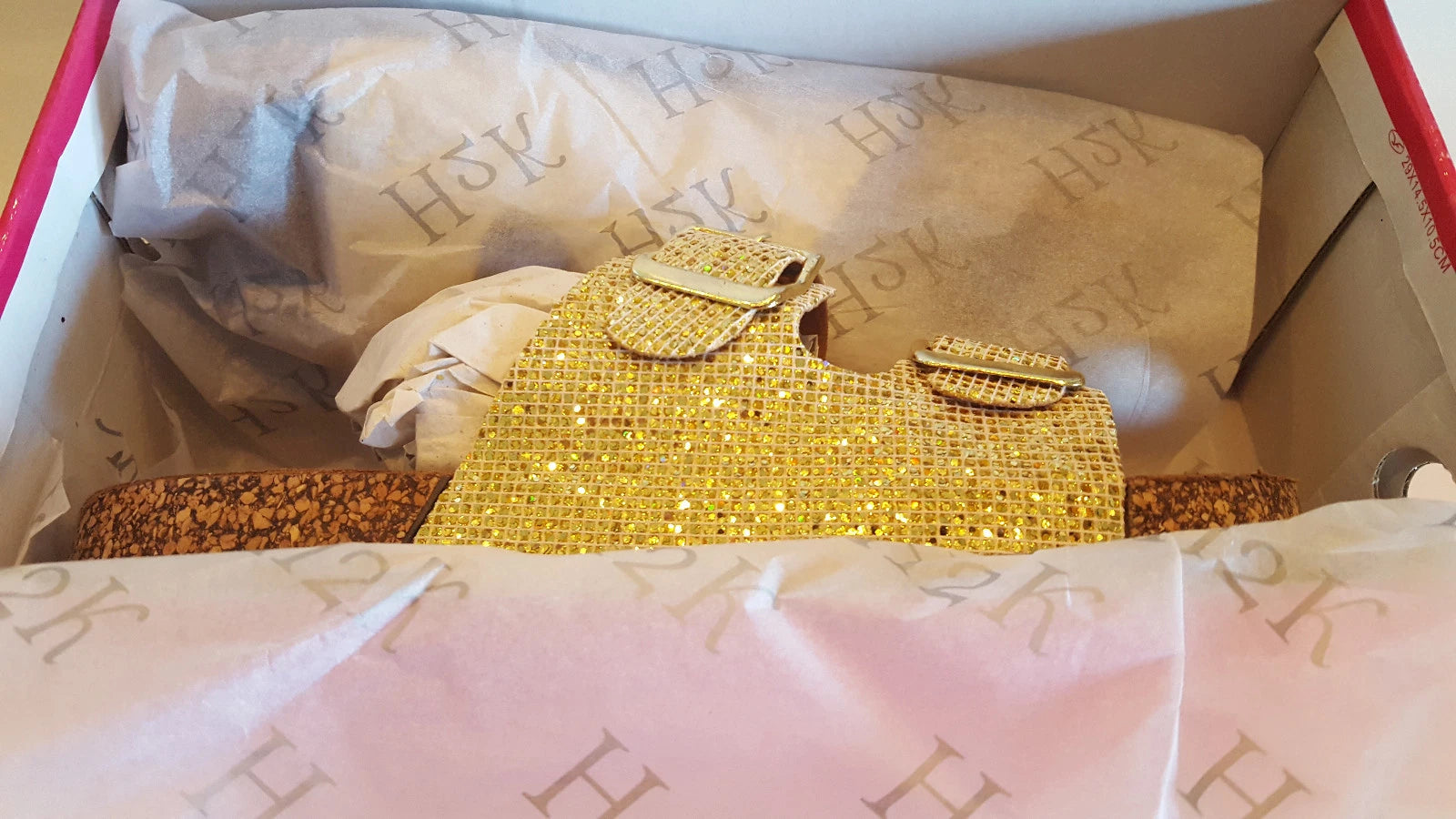 H2K Karen Glitter Gold Fashion Slides Flip Flops Sandals Bling Adjustable Straps