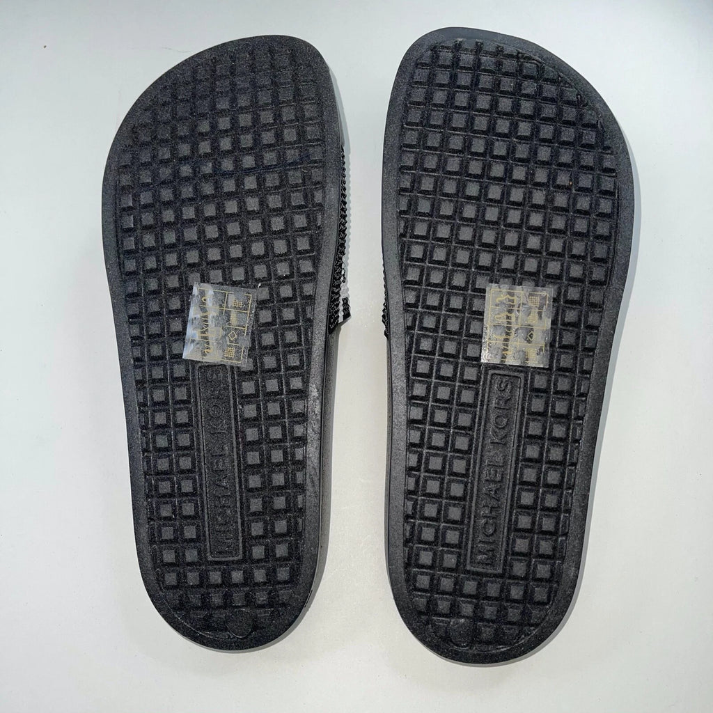 Michael Kors Slides Womens Rhinestones Rainbow Black Bling Sparkly Pride Gilmore