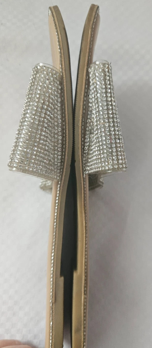 Women's FashionNova Slides with Rhinestones/ US Size 7 Women's Sandals/ Summer