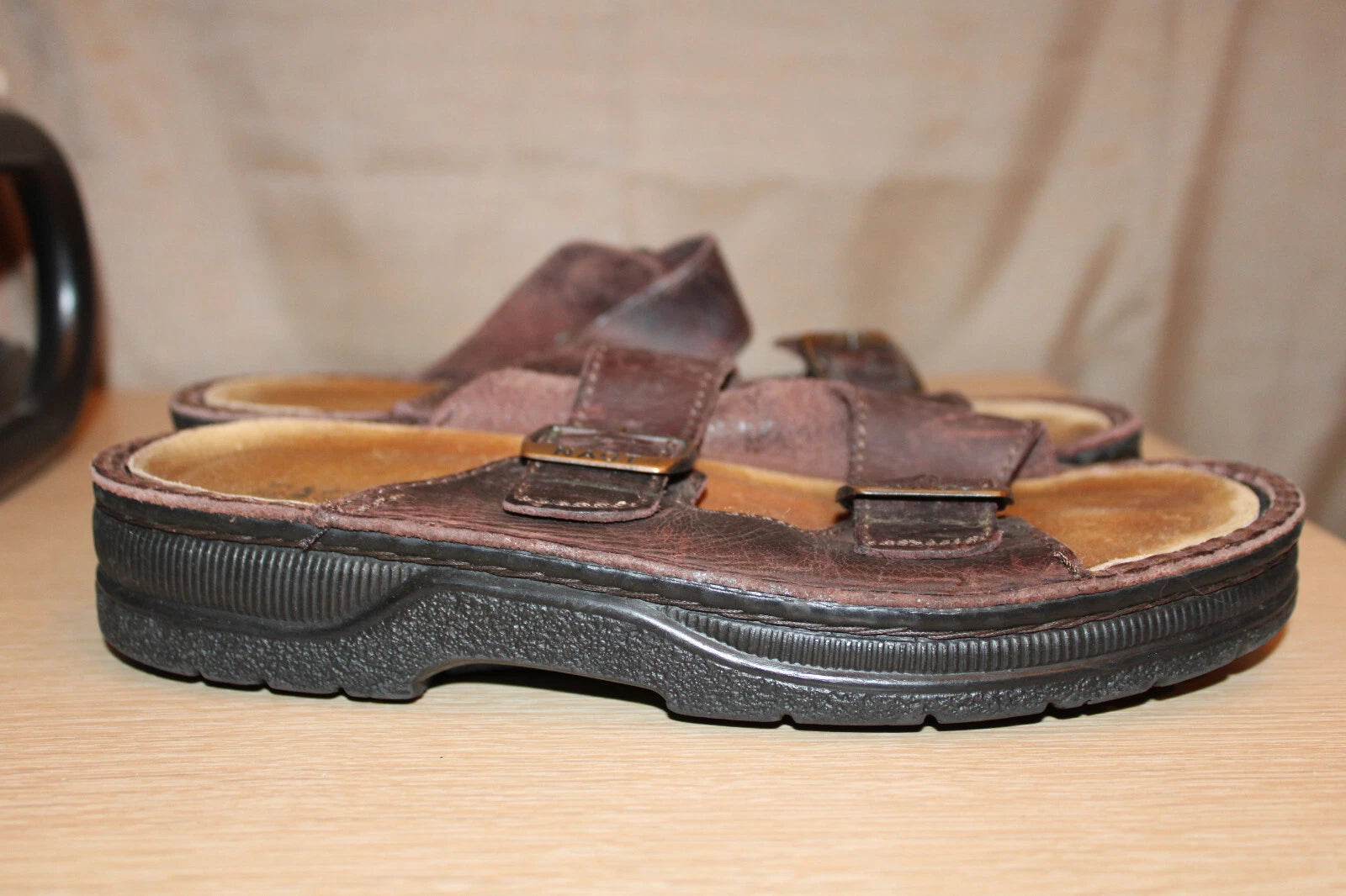 NAOT Brown Oiled Leather Sandal Slide Arizona Style EU 39 US 8