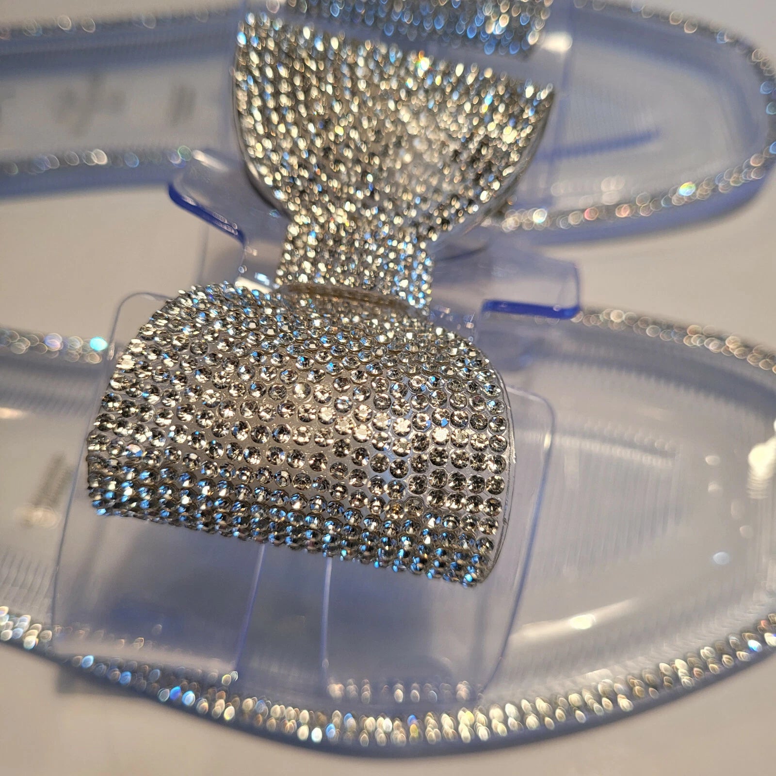 H2K Lucia Silver Fashion Jelly Slides Flip Flops Bow Sandals Bling Open Toe New