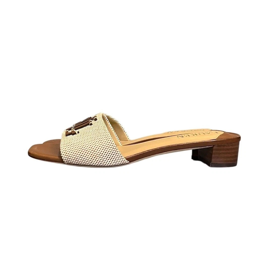 Lauren Ralph Lauren Women's Fay Leather Slide Sandals Brown 6 Preppy Summer