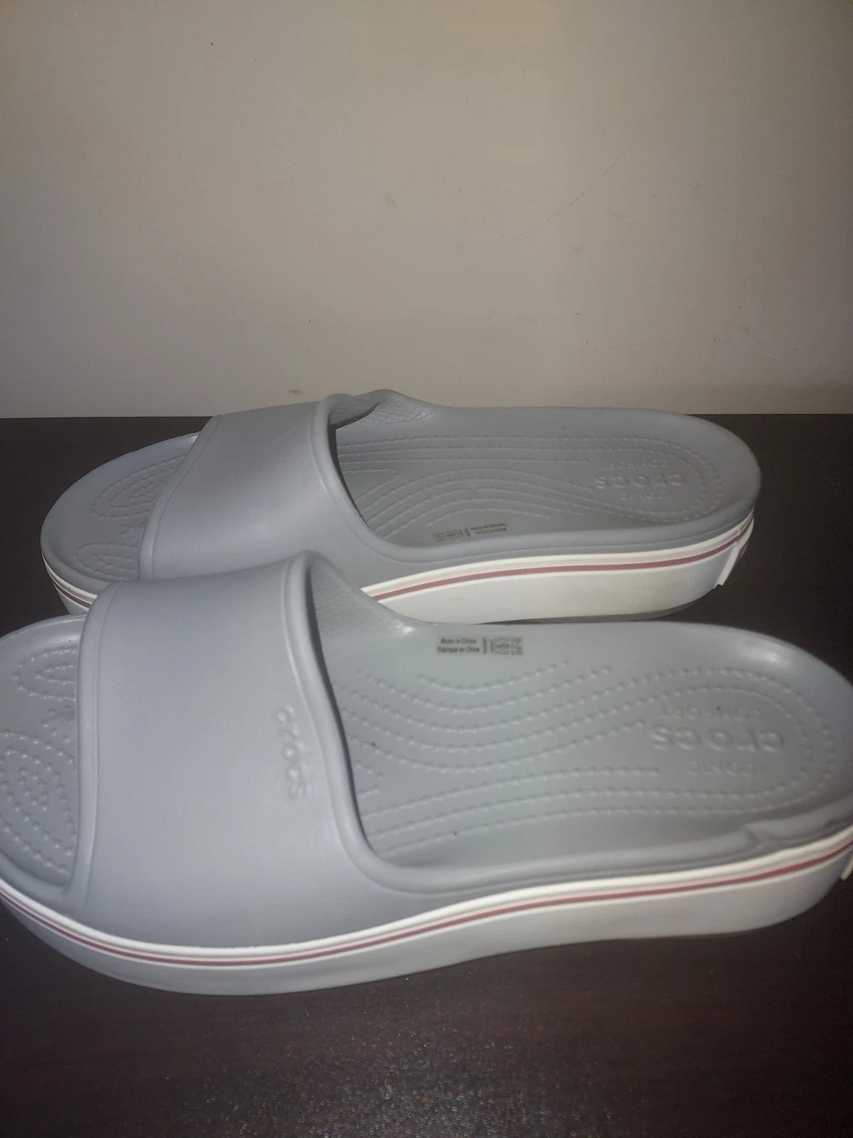 Crocs Women's Slides Size 7  Crosband  Platform Sandals Iconic Comfort Gray
