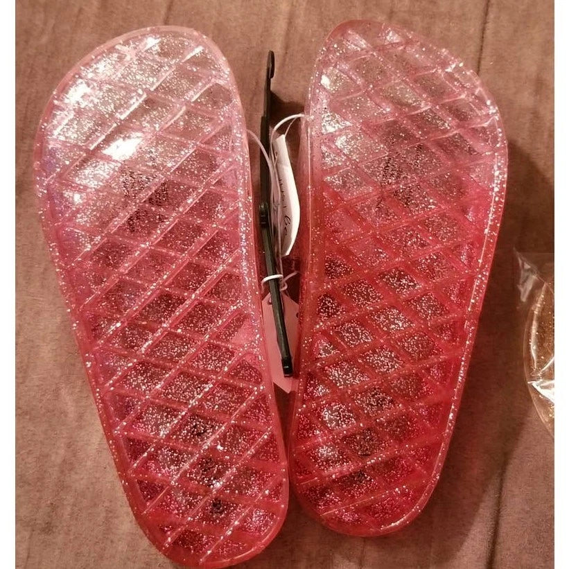 New Pink Glitter Sparkle Vintage Style Slides Sandals Size 6