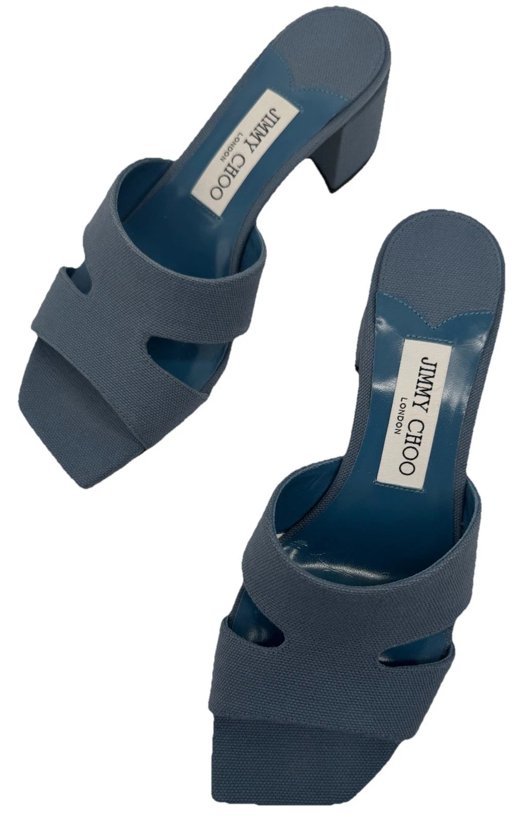 NEW Jimmy Choo Ellison Linen Mule 45 Sandal Denim Blue EU 36 (US 6) Designer