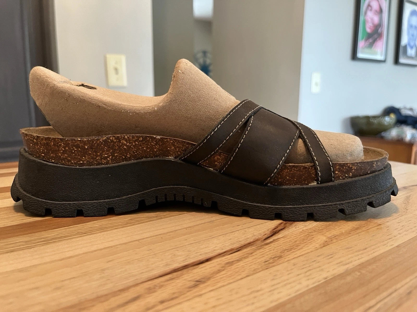Airwalk Sandals Women's 9 Brown Leather Fashion Slip On Slide Mule Shoes
