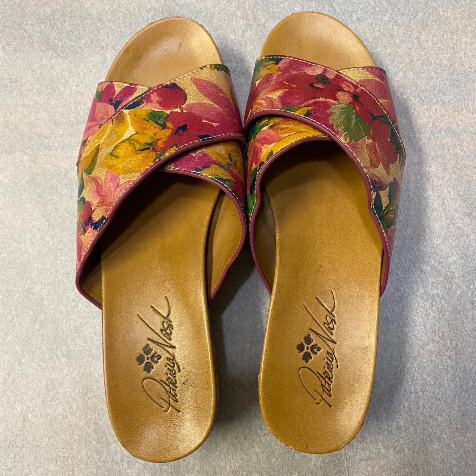 Patricia Nash Women's Luca Wedge Sandals US 10 Floral Leather Cork Feminine