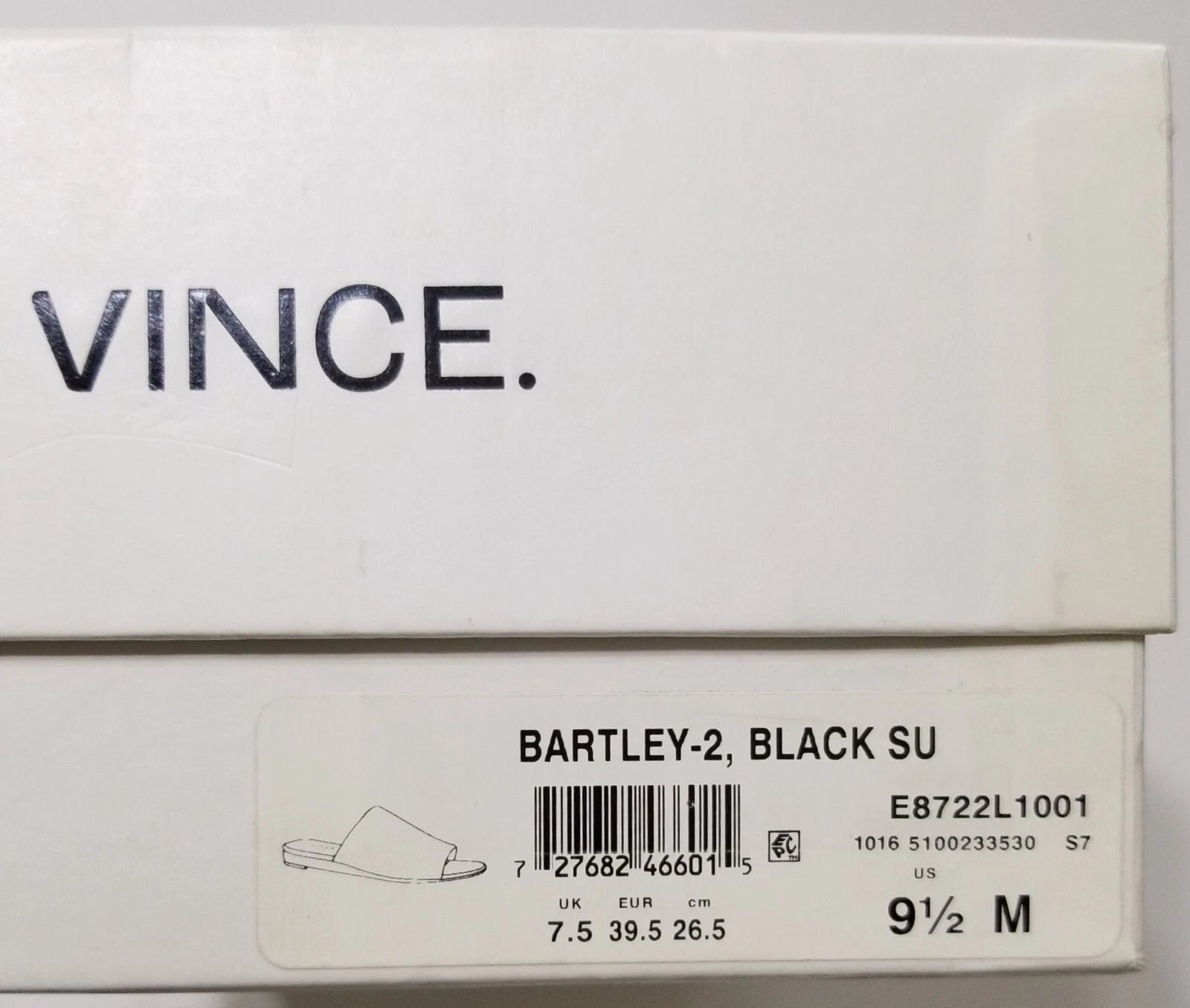 NIB Vince Bartley Suede Leather Slides Sandal in Black Size 9.5 $225