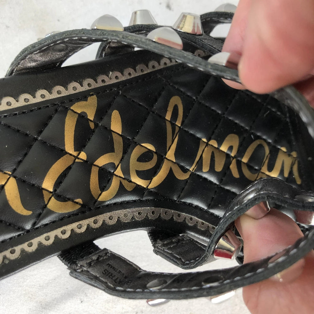 Sam Edelman Shoes Womens Size 7.5 Black Studded Leather Slides Sandals BEATRIS