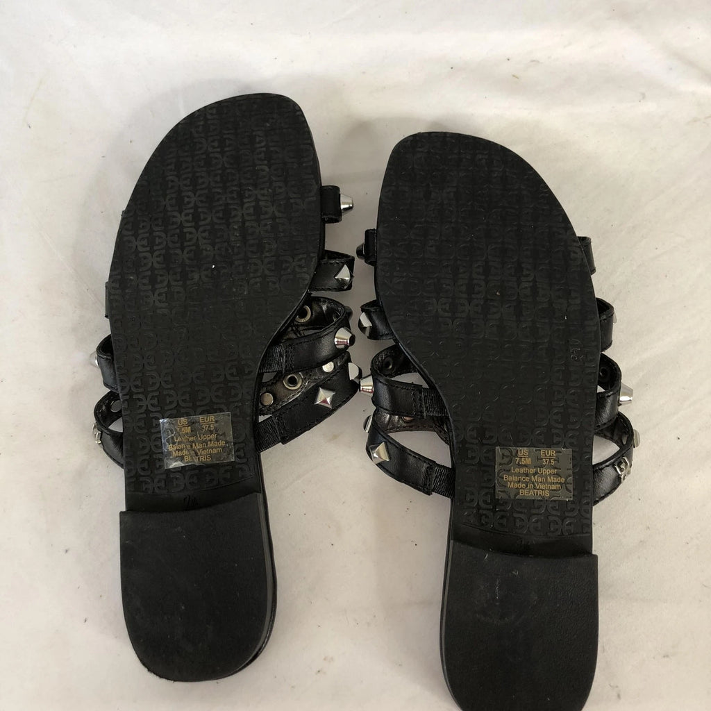 Sam Edelman Shoes Womens Size 7.5 Black Studded Leather Slides Sandals BEATRIS