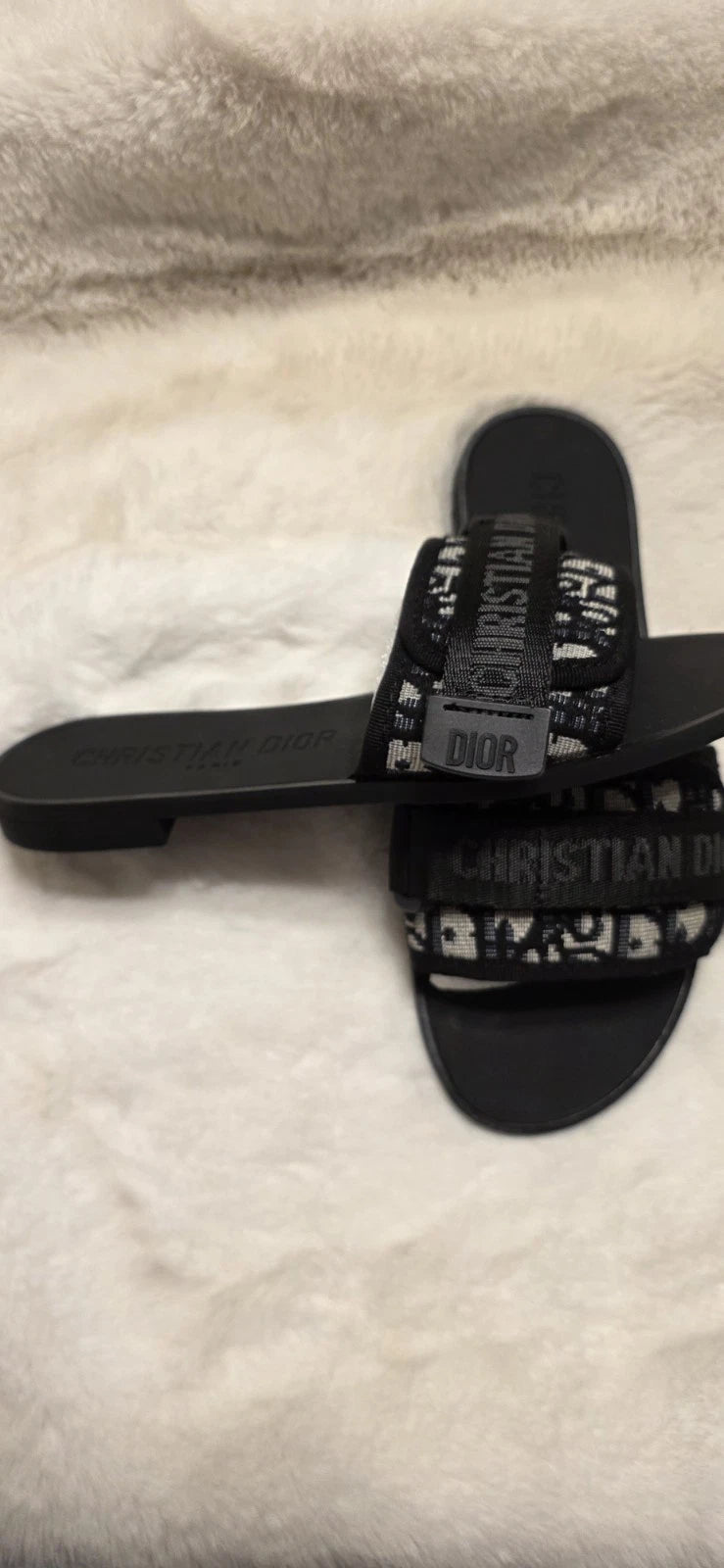 CHRISTIAN DIOR Women's Signature Canvas  Slides Slippers Size 38US