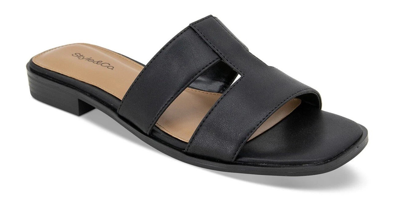 ~New~ STYLE & CO Women's Gabbyy Slip-On Slide Flat Sandals Created for Macy's