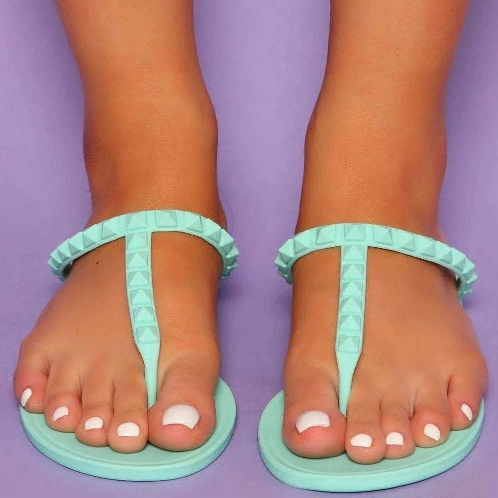3x Pairs 6 Fashion Nova Pink Mint Green Jelly Cuban Matte Slide Sandals Flats