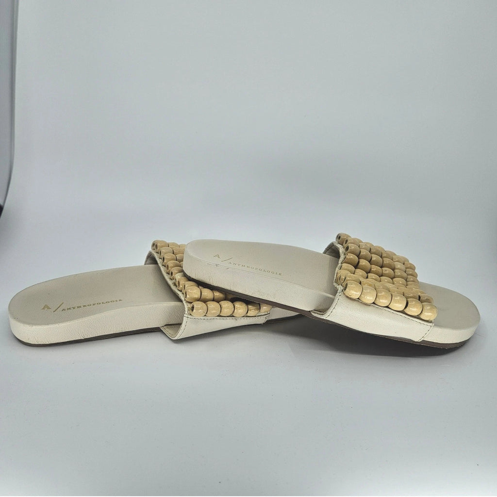 NWOT's Anthropologie Beaded Slide Sandals Casual Summer Slip On Shoes Size 38