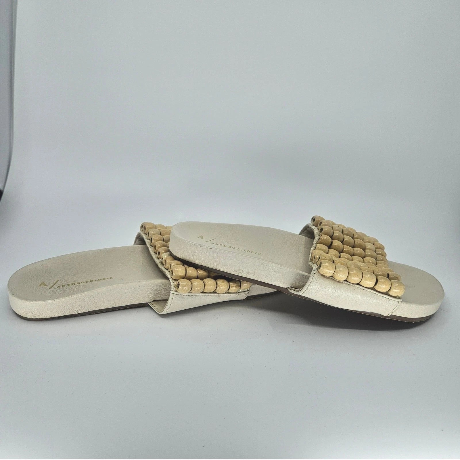 NWOT's Anthropologie Beaded Slide Sandals Casual Summer Slip On Shoes Size 38