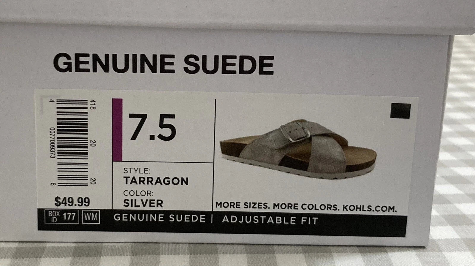 Sonoma Silver Suede Buckle Slide Footbed Sandals Size 7.5 Style Tarragon NEW