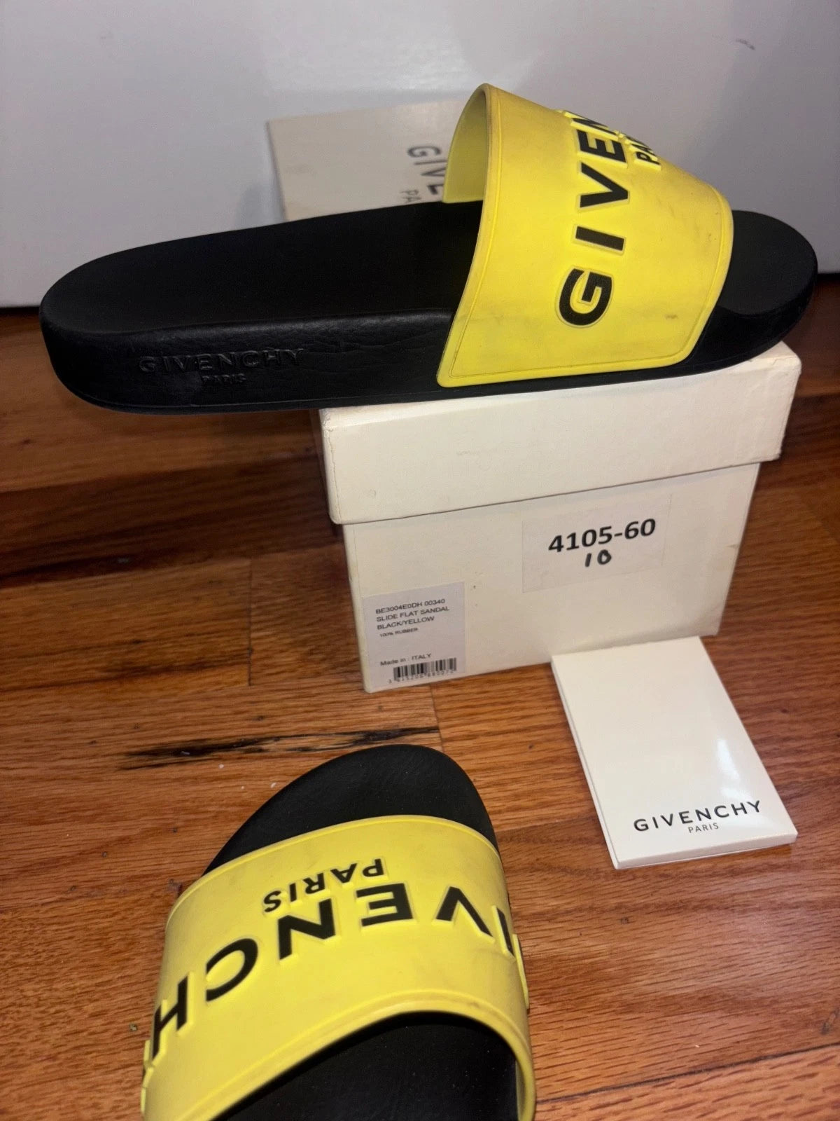 Givenchy Logo Slides Sandals Women 40 Black/Yellow- Pre-Owned