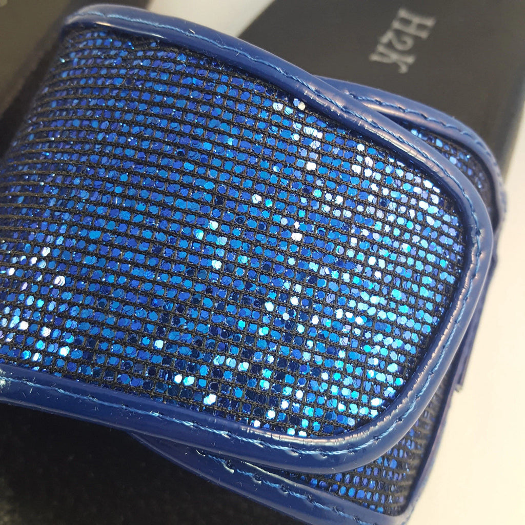 H2K ANNA Glitter Royal Blue Fashion Slides Flip Flops Sandals Bling Glittering