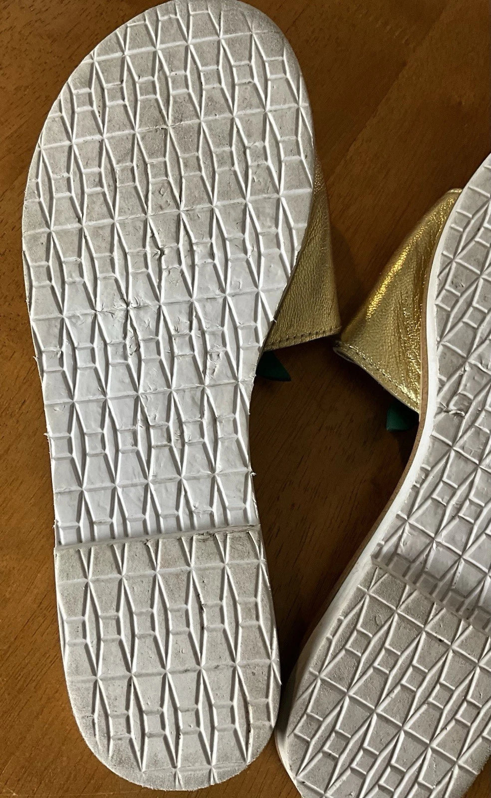 Kate Spade Womens Gold Metallic Leather Glitter Pineapple Sandals Slides Size 6