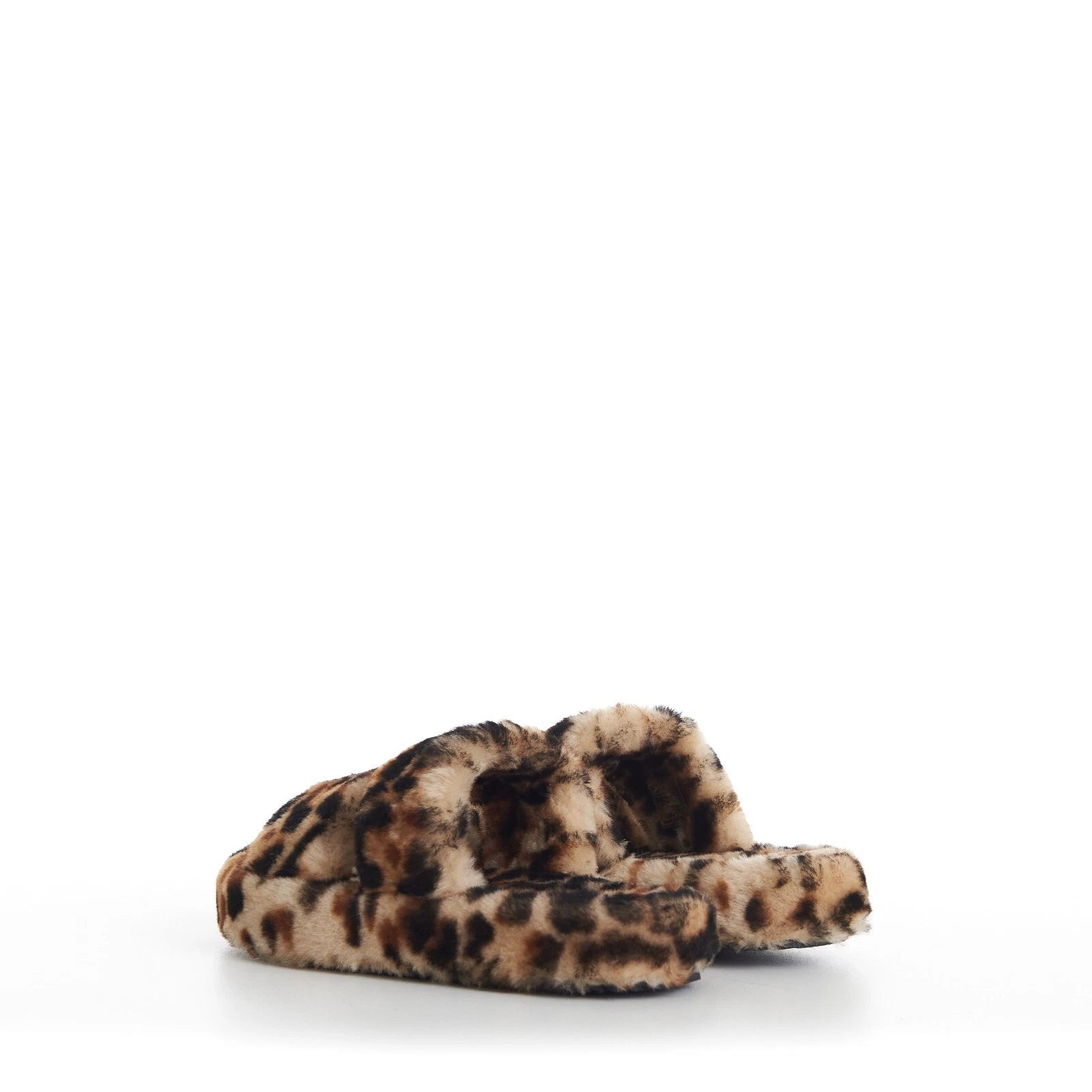 CELINE 990$ Shearling Fur Slide Sandals - Leopard Pattern