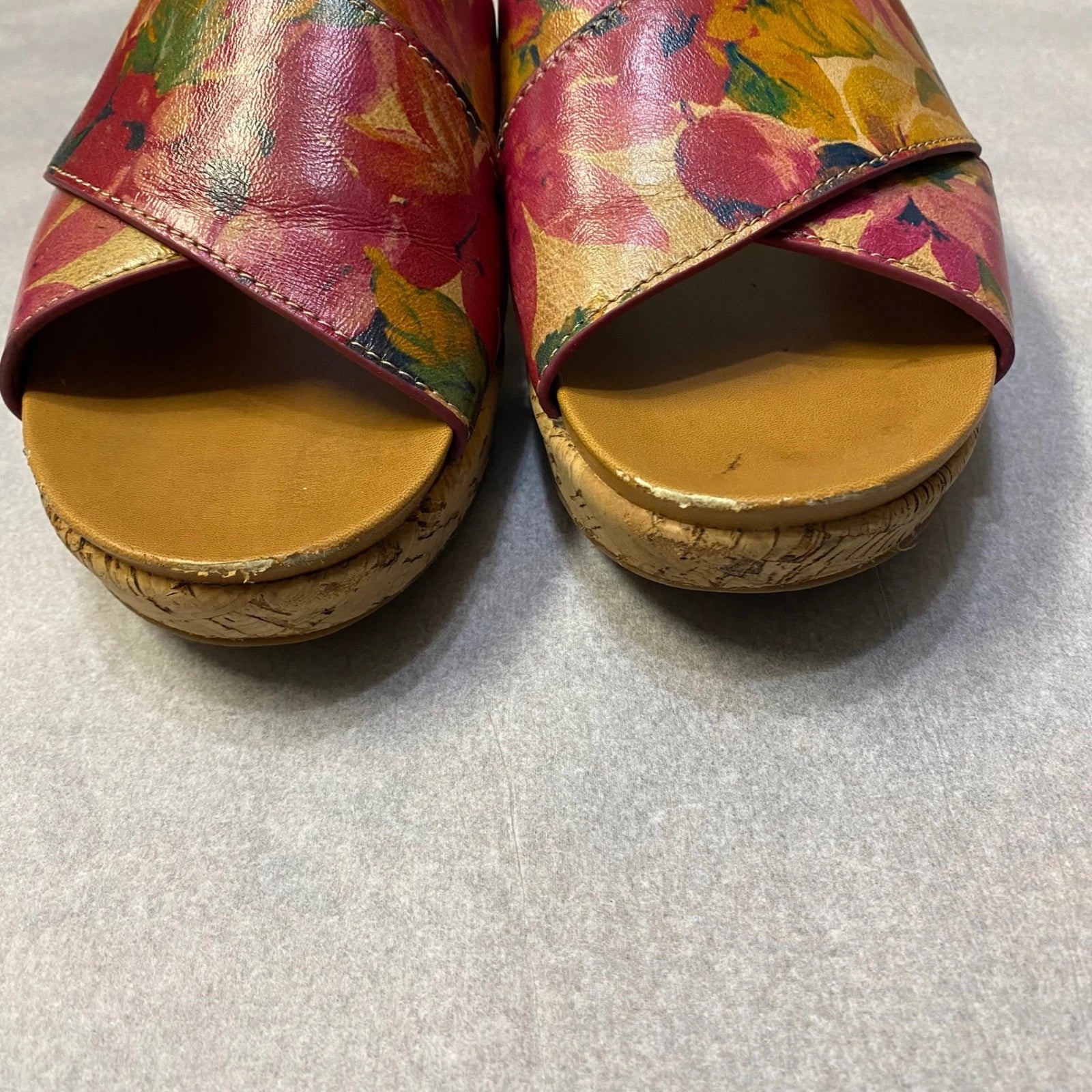 Patricia Nash Women's Luca Wedge Sandals US 10 Floral Leather Cork Feminine