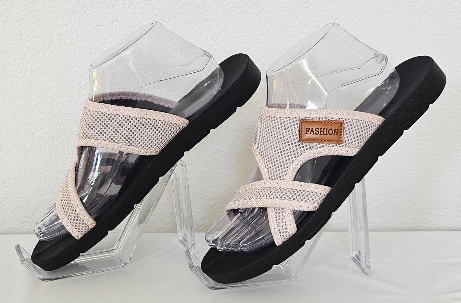 Women's Hollow Mesh Slide Sandals Casual Clip Toe Flat Summer Shoes Size 41/10