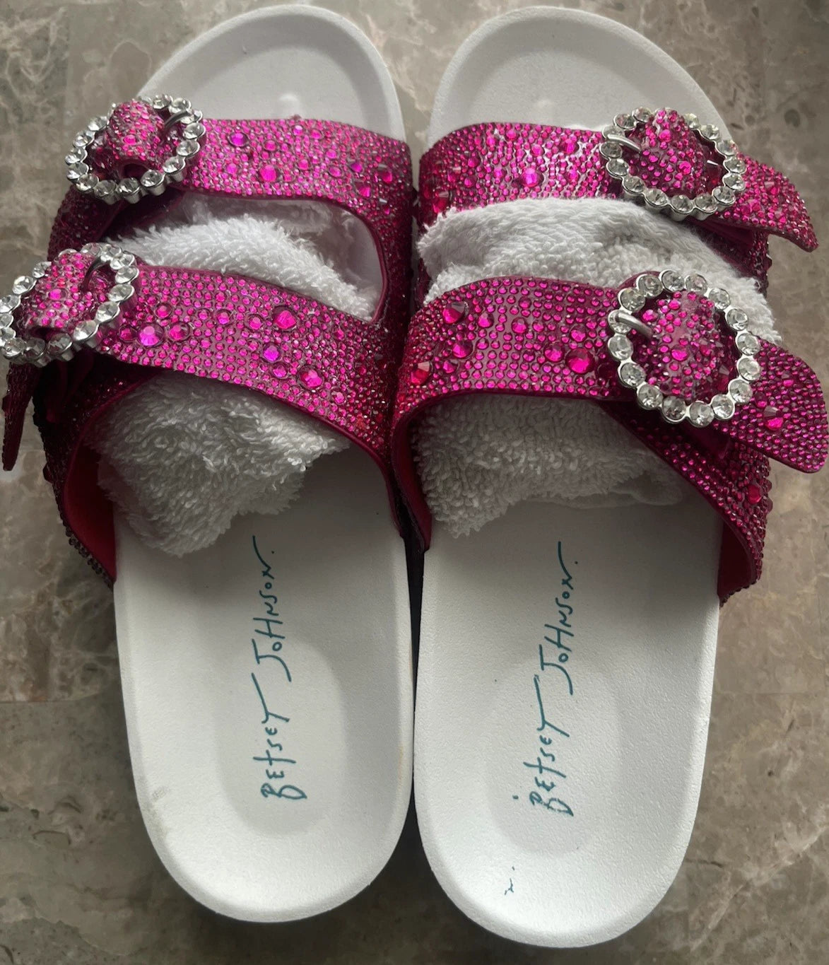 Pink White Betsey Johnson Women's SB-Trudy Sandal, Fuchsia Sz 8 M NEW
