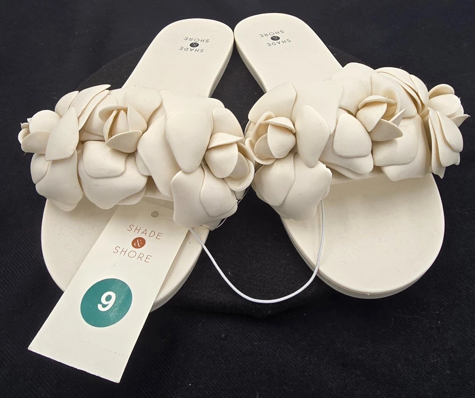 Shade & Shore Floral Slide on Women's Sandals Cream Jelly Style Size 9 - New
