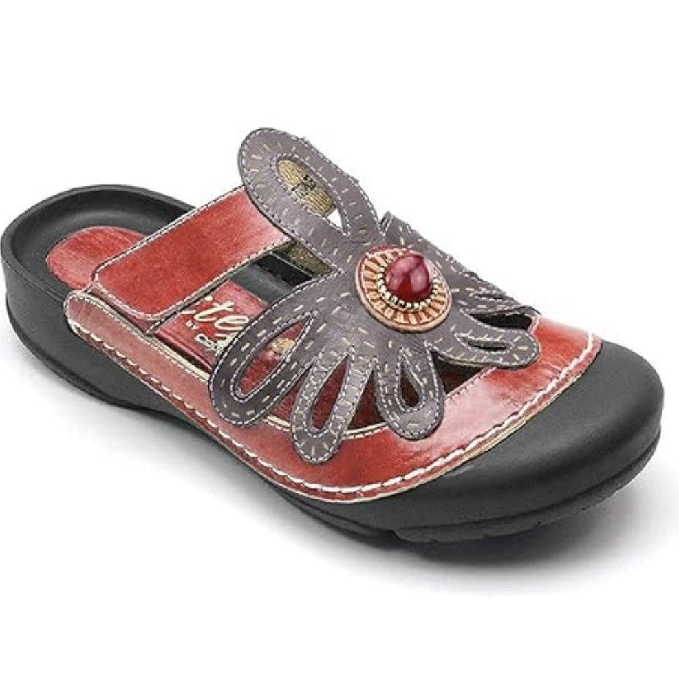 Elite Corkys Mule Sandal Women's Size 9.5/40 Red Stone Multicolor Leather Clog