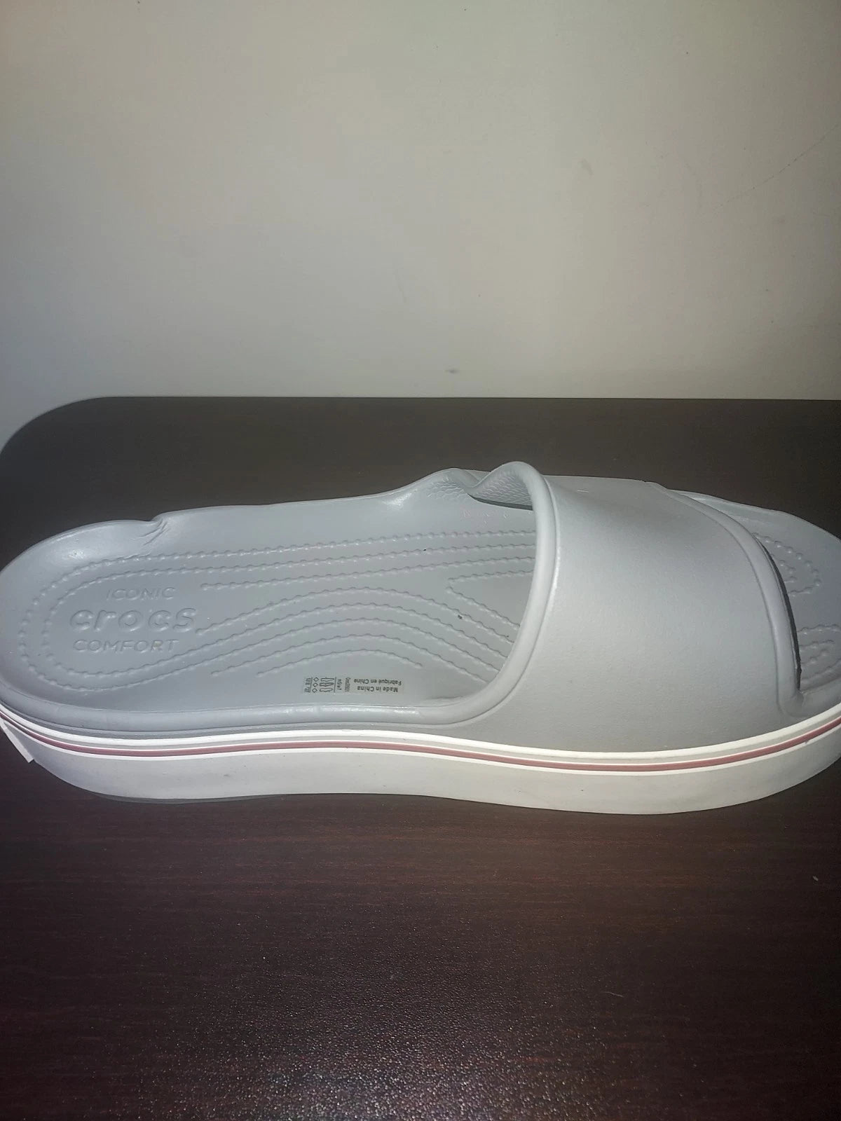 Crocs Women's Slides Size 7  Crosband  Platform Sandals Iconic Comfort Gray