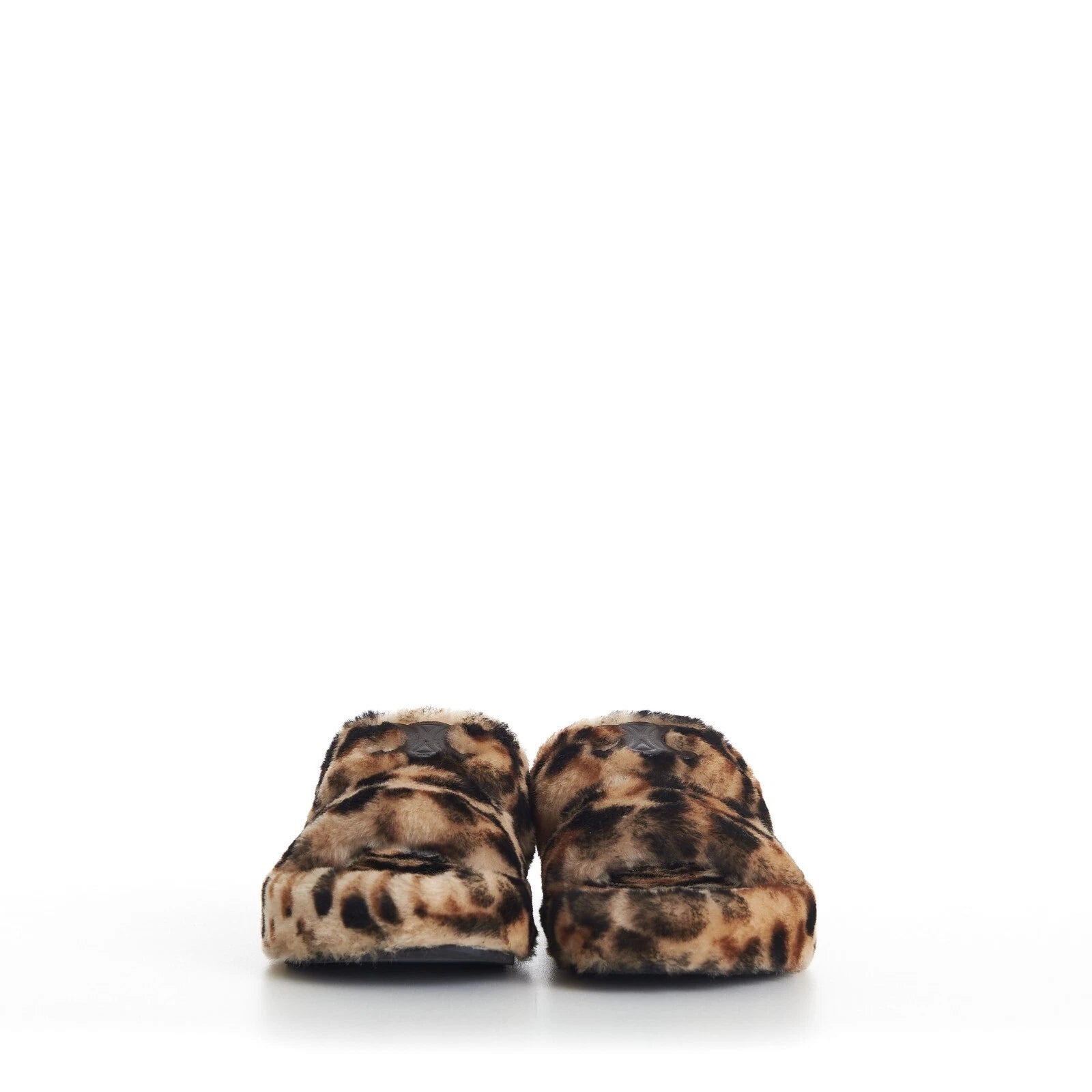 CELINE 990$ Shearling Fur Slide Sandals - Leopard Pattern