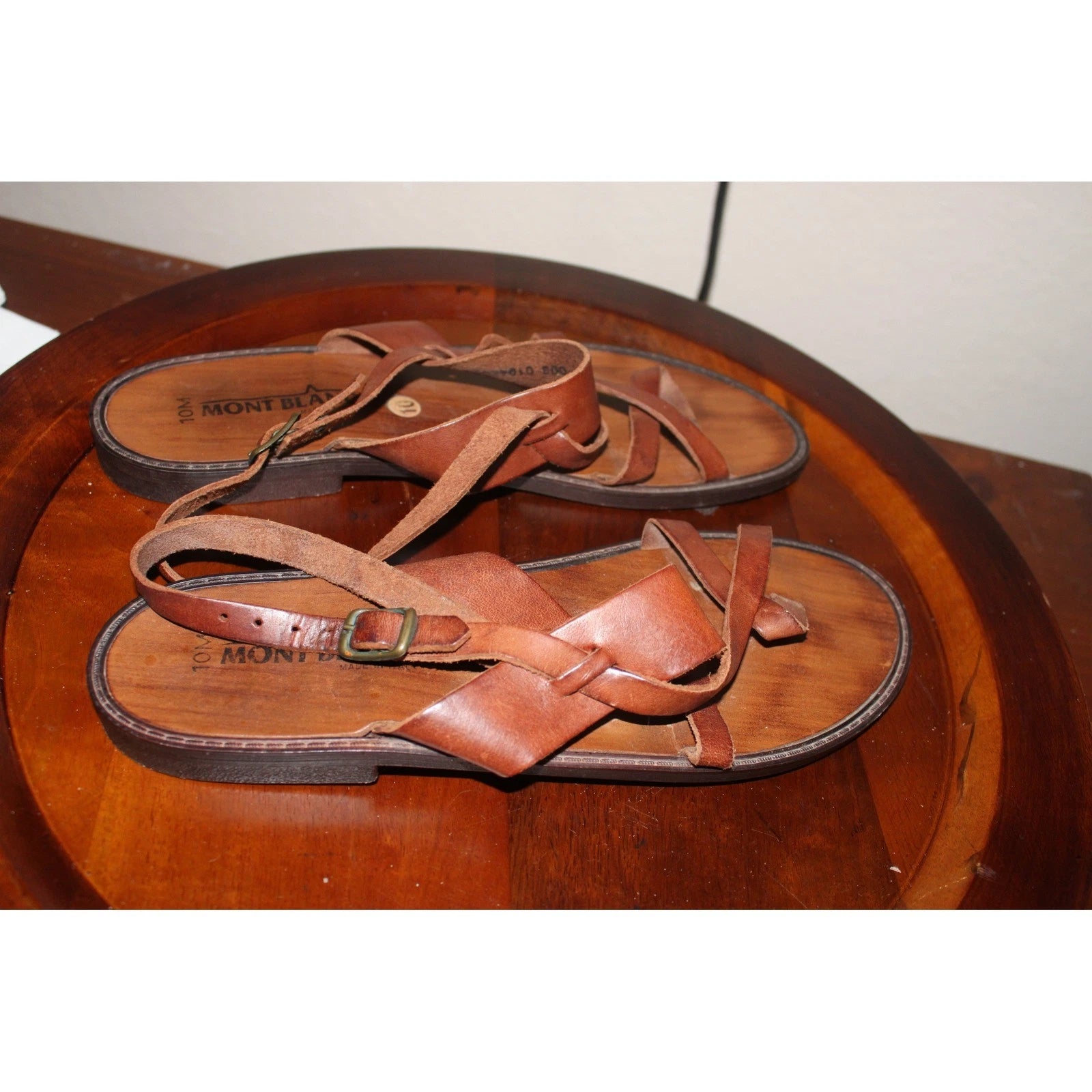 Mont blanc Leather Sandals Buckle Strap Strappy Hippie Italy Womens 10 Boho
