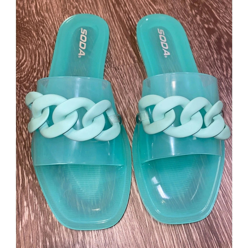 3x Pairs 6 Fashion Nova Pink Mint Green Jelly Cuban Matte Slide Sandals Flats