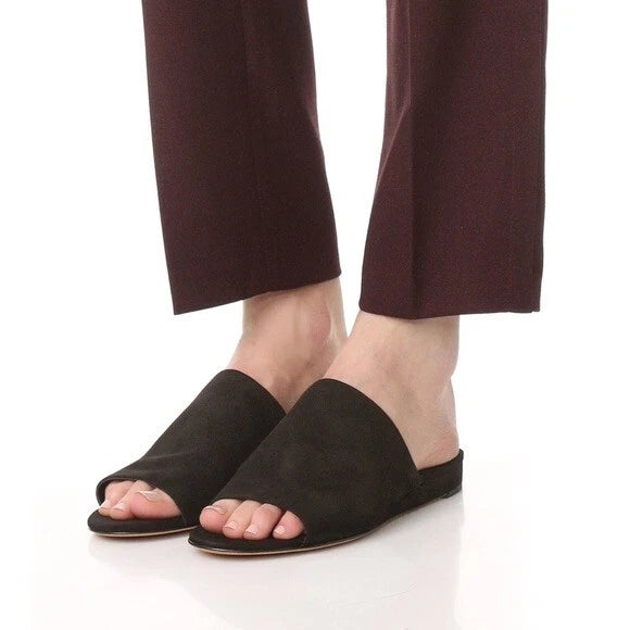 NIB Vince Bartley Suede Leather Slides Sandal in Black Size 9.5 $225