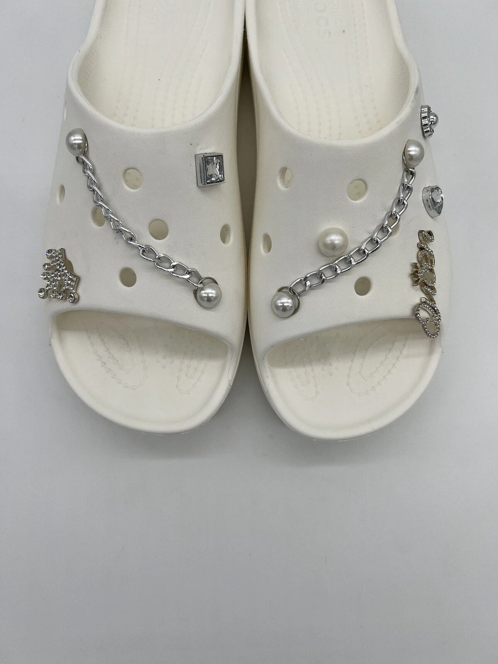 Crocs White Women's Classic Platform Slide With Charms Size 10 Style#:208180