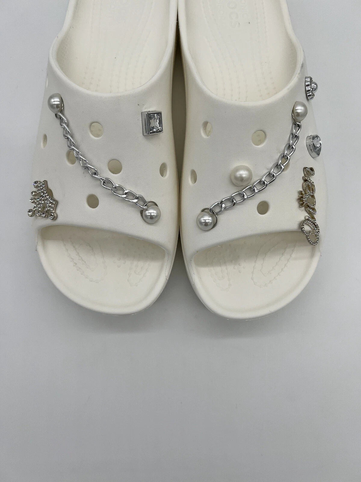 Crocs White Women's Classic Platform Slide With Charms Size 10 Style#:208180